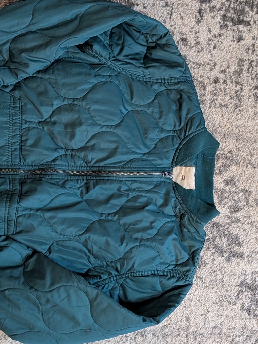 Thread & Supply Teal Quilted Bomber Jacket